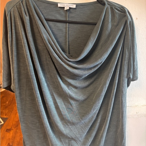 Green Envelope Teal Drape Blouse - Picture 1 of 3